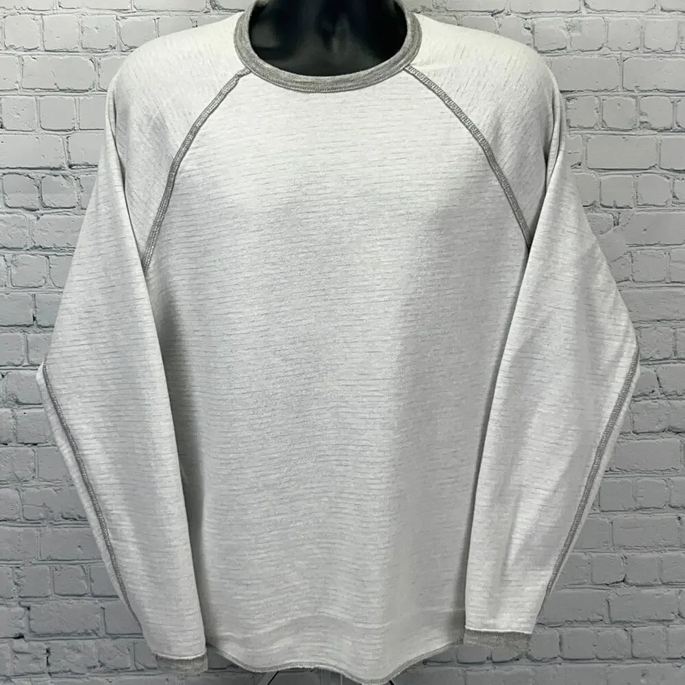 Lucky Brand Gray Label Reversible T Shirt XL X-Large White Gray Long Sleeve